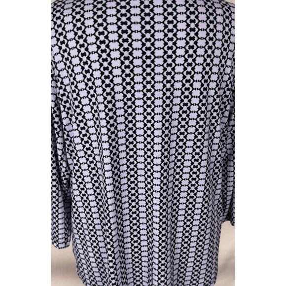 Jones New York 3/4 Sleeve Top Large Polyester Stretch Black Gray/Blue Print - Picture 8 of 9